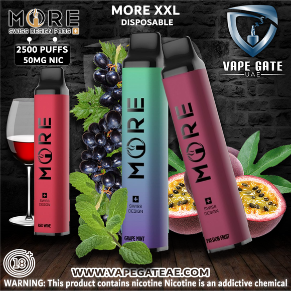 MORE XXL DISPOSABLE VAPE KIT 2500 PUFFS 1200MAH Abudhabi Dubai Al Ain KSA