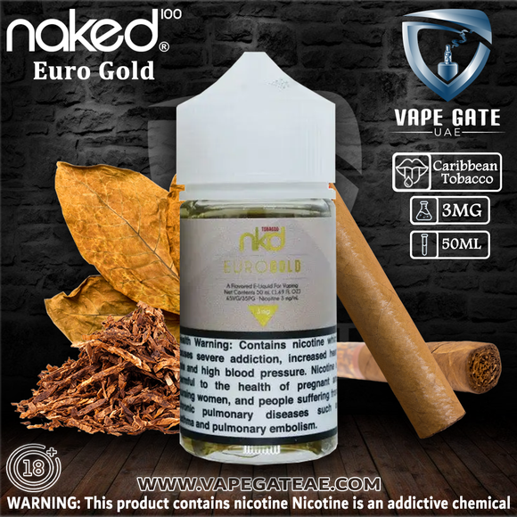 Naked 100 - Euro Gold 60ml, REAL DISCOUNT WITH VAPE GATE UAE. Naked 100 - Euro Gold 60ml, REAL DISCOUNT WITH VAPE GATE UAE.