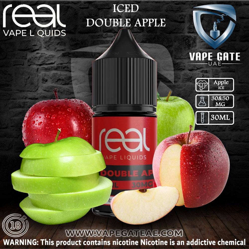 ICED DOUBLE APPLE - REAL VAPE SALTNIC 30ml |  FREE Delivery Across UAE  300+AED| Discounted Prices.