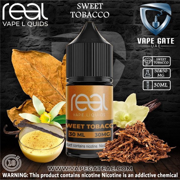 SWEET TOBACCO - REAL VAPE SALTNIC 30ml ABU DHABI RUWAIS RAK KSA